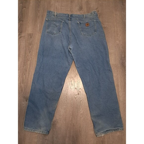 Carhartt Jeans Mens 42x32 Medium Blue Denim Relaxed Fit Liner 100% Cotton - Picture 3 of 11